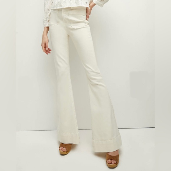 Veronica Beard Sheridan Exaggerated Flare Jeans Beige - Picture 2 of 4